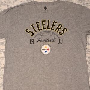 Starter Pittsburgh Steelers Logo T-shirt Gray Cotton Blend XL